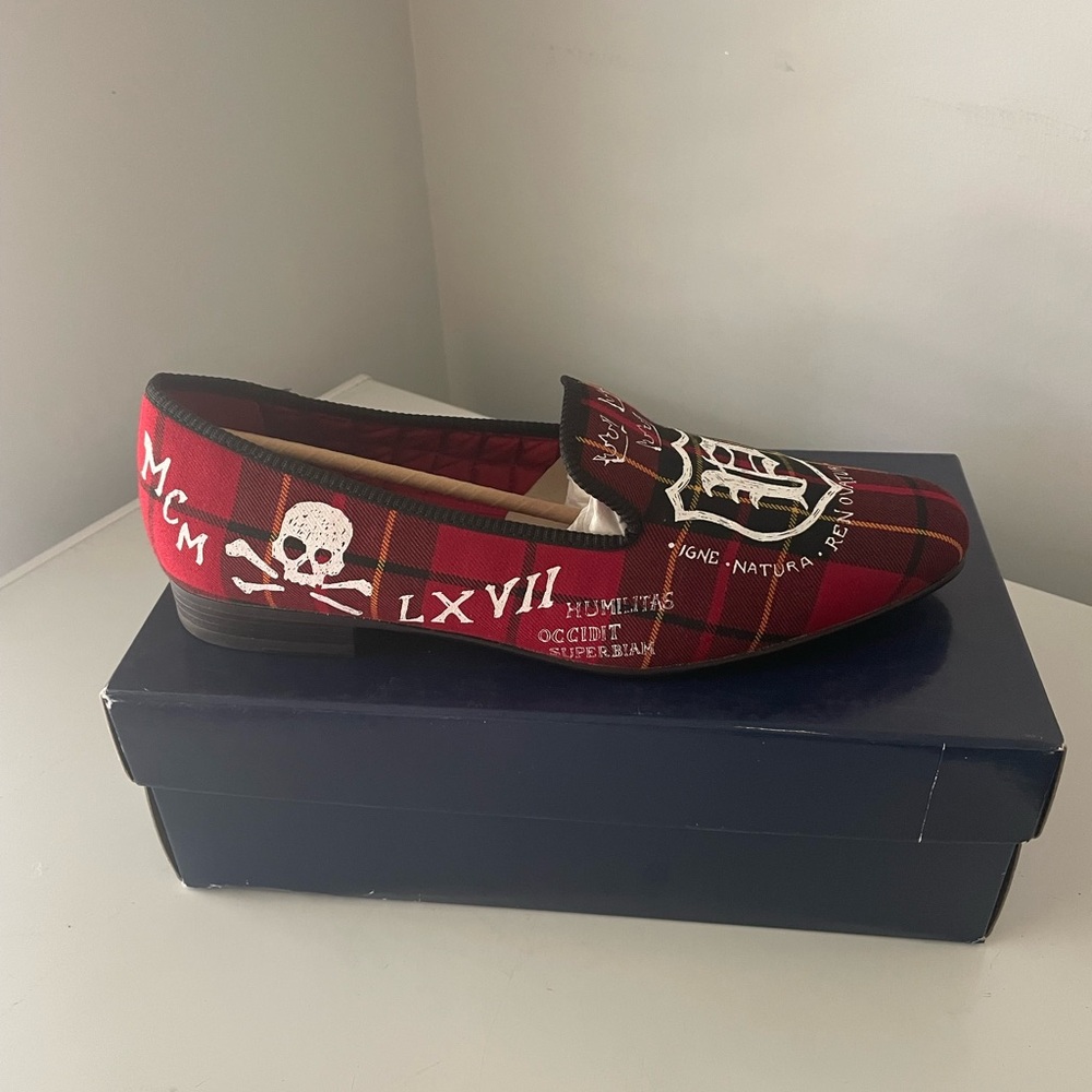 Polo by Ralph Lauren Red Plaid 'Old Boys' Slip-On Loafers - Picture 2 of 3